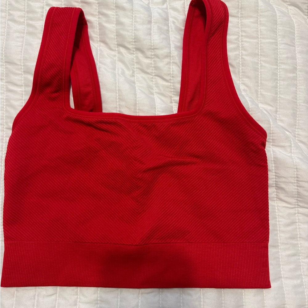 Target Red Ribbed Sports Bra